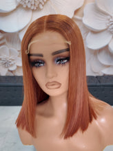 Load image into Gallery viewer, 5x5 Cinnamon Copper Sleek Bob – Ready-to-Wear Luxury Unit
